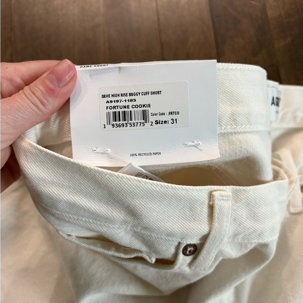 Agolde White High-Rise Rolled Hem Jean Shorts - Picture 3 of 6